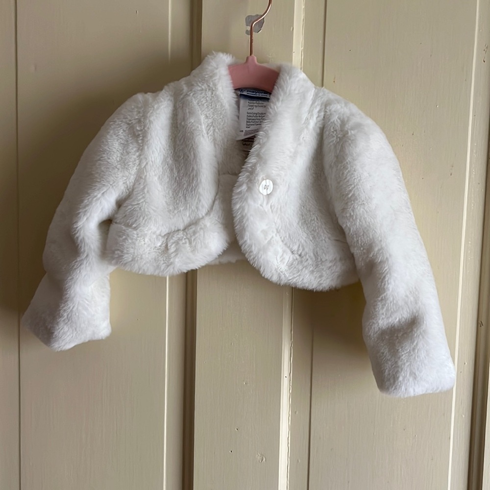 Mayoral Mini White Fur Shrug Coat